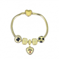 Stainless Steel Heart Snake Chain charms Bracelet  XK5139