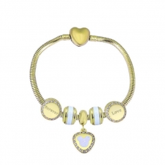 Stainless Steel Heart Snake Chain charms Bracelet  XK5145