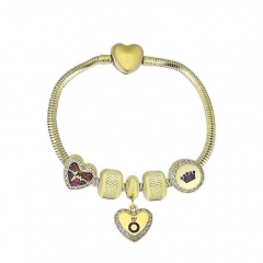 Stainless Steel Heart Snake Chain charms Bracelet  XK5155