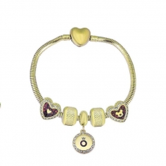 Stainless Steel Heart Snake Chain charms Bracelet  XK5185