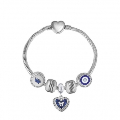 Stainless Steel Heart Snake Chain charms Bracelet  XK5048