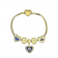 Stainless Steel Heart Snake Chain charms Bracelet  XK5177