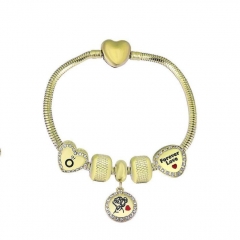 Stainless Steel Heart Snake Chain charms Bracelet  XK5193