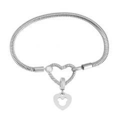 Stainless Steel Heart Charms Bracelet Women Luxury PDM013