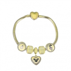 Stainless Steel Heart Snake Chain charms Bracelet  XK5183