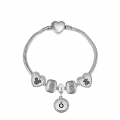 Stainless Steel Heart Snake Chain charms Bracelet  XK5050