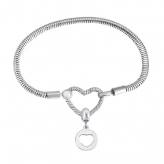 Stainless Steel Heart Charms Bracelet Women Luxury PDM039