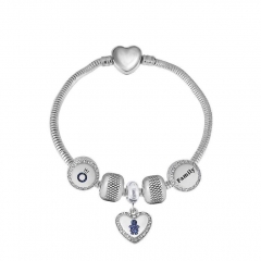 Stainless Steel Heart Snake Chain charms Bracelet  XK5039