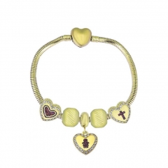 Stainless Steel Heart Snake Chain charms Bracelet  XK5167