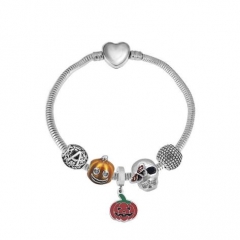 Stainless Steel Heart Snake Chain charms Bracelet  XK5385