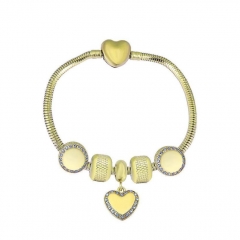 Stainless Steel Heart Snake Chain charms Bracelet  XK5178