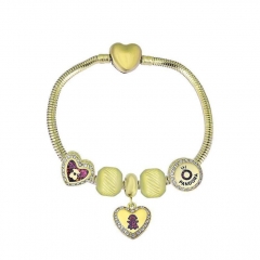 Stainless Steel Heart Snake Chain charms Bracelet  XK5169