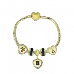 Stainless Steel Heart Snake Chain charms Bracelet  XK5148