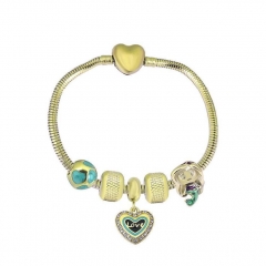 Stainless Steel Heart Snake Chain charms Bracelet  XK5182