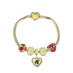 Stainless Steel Heart Snake Chain charms Bracelet  XK5174