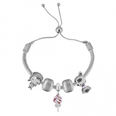 Stainless Steel Adjustable Snake Chain Bracelet with charms