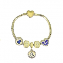 Stainless Steel Heart Snake Chain charms Bracelet  XK5199