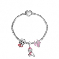 Stainless Steel Heart Women charms Bracelet  XK3653