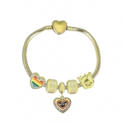 Stainless Steel Heart Snake Chain charms Bracelet  XK5181