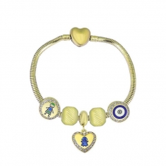Stainless Steel Heart Snake Chain charms Bracelet  XK5168