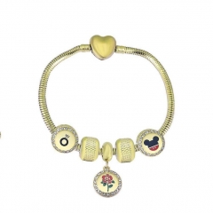 Stainless Steel Heart Snake Chain charms Bracelet  XK5192