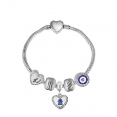 Stainless Steel Heart Snake Chain charms Bracelet  XK5041
