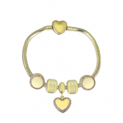 Stainless Steel Heart Snake Chain charms Bracelet  XK5179