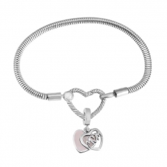 Stainless Steel Heart Charms Bracelet Women Luxury PDM026