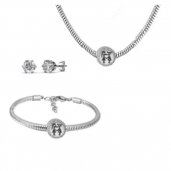 Stainless Steel Charm Necklace Bracelet Earring Jewelry Set PDS241