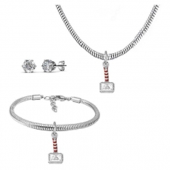 Stainless Steel Charm Necklace Bracelet Earring Jewelry Set PDS281