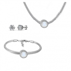 Stainless Steel Charm Necklace Bracelet Earring Jewelry Set PDS268
