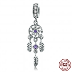 Hot Sale 100% 925 Sterling Silver Pendant Dream Catcher Charm fit Women Charm Bracelets & Necklaces Jewelry Gift SCC841 CHARM-0884