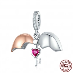 Hot Sale 925 Sterling Silver Key Of Heart Open & Close Pendant Charms fit Women Bracelets & Necklace DIY Jewelry SCC844 CHARM-0902