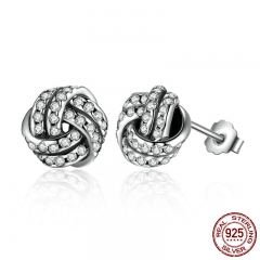 Popular 925 Sterling Silver Weave Classic Push-back Stud Earring Women Jewelry brinco PAS476 EARR-0065
