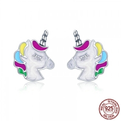 High Quality 100% 925 Sterling Silver Colorful Memory Stud Earrings for Women Sterling Silver Jewelry Gift SCE393 EARR-0402