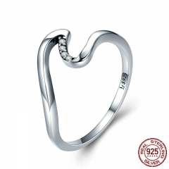 Authentic 100% 925 Sterling Silver Geometric Wave Finger Rings for Women Wedding Engagement Jewelry Gift S925 SCR378 RING-0418