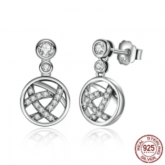 Exclusive Design Round Shape 100% 925 Sterling Silver Openwork Femme Drop Earrings Fine Jewelry SCE013 EARR-0082
