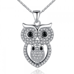 Vintage Owl Pendant Necklace with AAA Austrian Zircon White Gold Color Summer Collection Animal Jewelry YIN047 FASH-0074