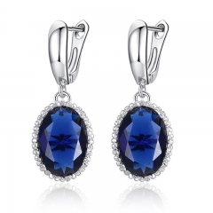 Luxury White Gold Color Drop Earrings for Women Elegant Blue Stone Female Earrings Jewelry Engagement Accessories YIE105 FASH-0086