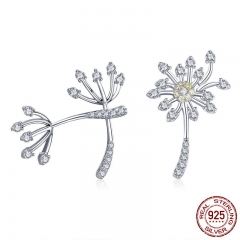 Genuine 925 Sterling Silver Blooming Dandelion Love Exquisite Stud Earrings for Women Fashion Silver Jewelry SCE506 EARR-0578