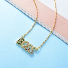 Stainless Steel Necklace with Brass Charms TTTN-0006