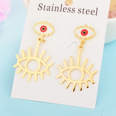 New Exaggerated Evil Eye Stainless Steel Earrings for Women XXXE-0052