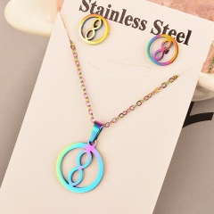 Stainless Steel Cheap Tornasol Color Jewelry set Necklace  XXXS-0160