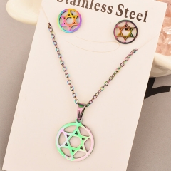 Stainless Steel Cheap Tornasol Color Jewelry set Necklace  XXXS-0166