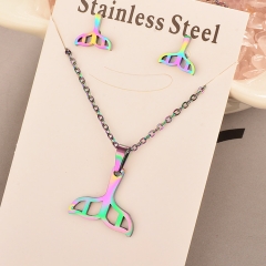Stainless Steel Cheap Tornasol Color Jewelry set Necklace  XXXS-0163