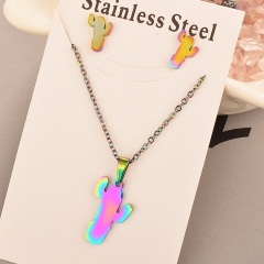 Stainless Steel Cheap Tornasol Color Jewelry set Necklace  XXXS-0168