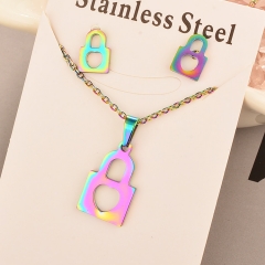 Stainless Steel Cheap Tornasol Color Jewelry set Necklace  XXXS-0185