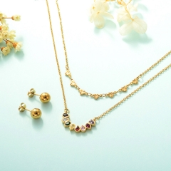 gold plated lucky eye necklace double layer necklace set for women  STAO-2446