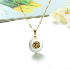Stainless Steel Chain and Brass Pendant Necklace TTTN-0164