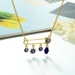 Stainless Steel Chain and Brass Pendant Necklace TTTN-0197
